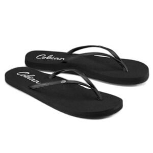 Cobian Sandals Womens Size 8 Black thin strappy Slip On Skinny Bounce